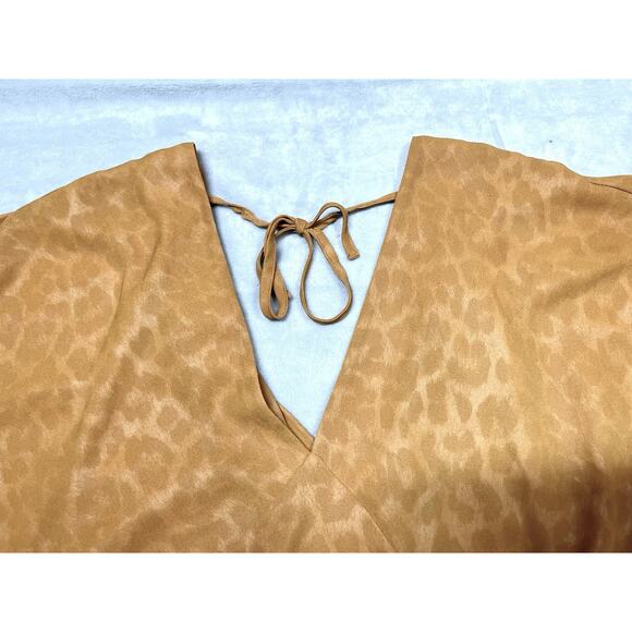 Anthropologie Current Air XS Tie Open Back Wrap Blouse Golden Leopard Print NWT - Picture 11 of 13
